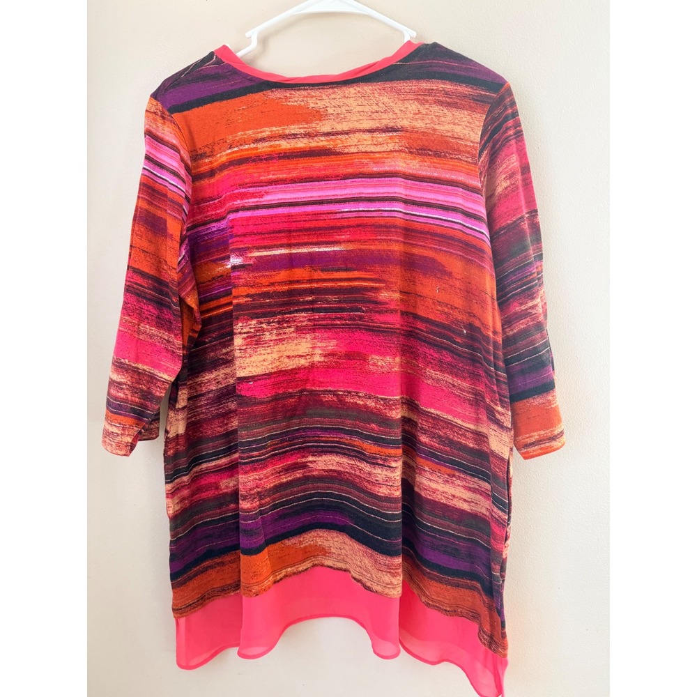 Y2k Lori Goldstein Abstract Stripe Tunic Top Women's 2X Boho Plus‎